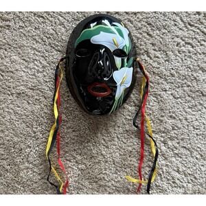 Vandor Ceramic Black HandPainted Cala Lilly Flower Face Art Mask Pelzman 1981